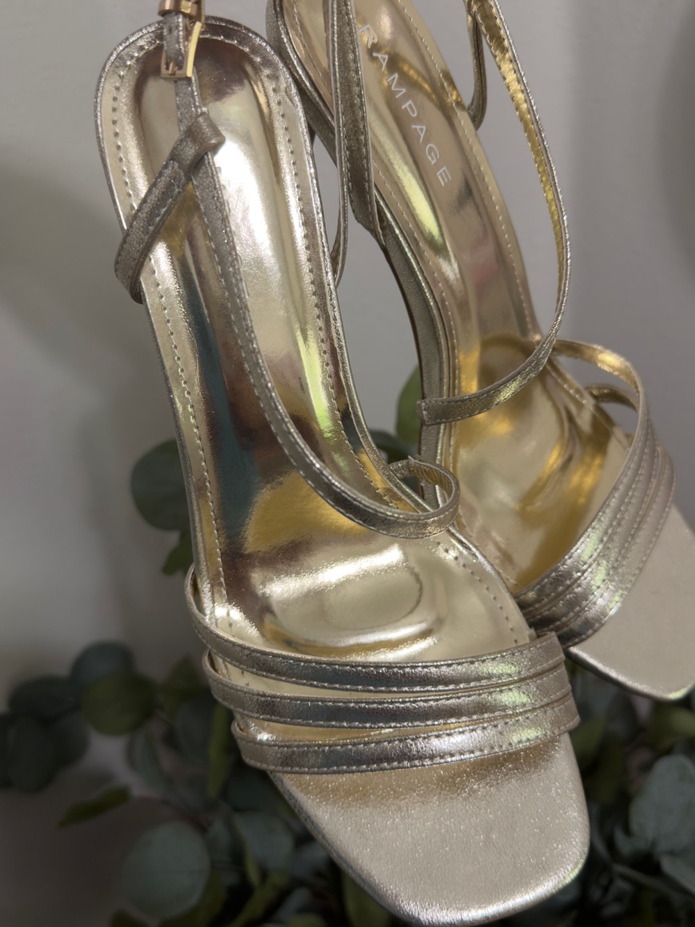 Rampage Metallic Gold Strappy Heeled Sandals